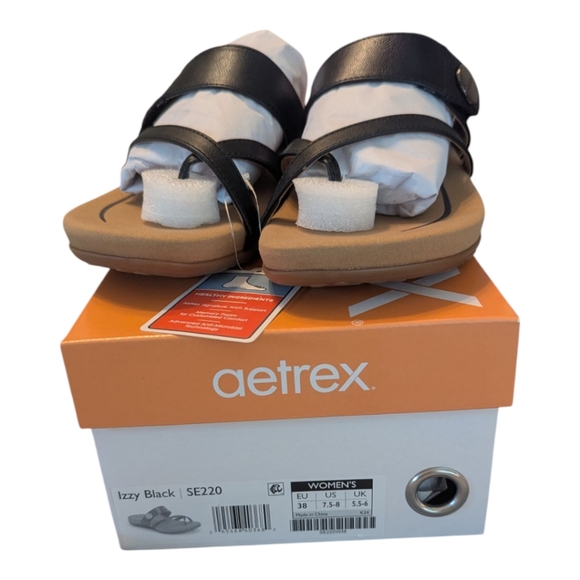 New In Box Aetrex Izzy Black Adjustable Slide Sandal SE220W38 Women's 7.5-8 (38) - Picture 5 of 14